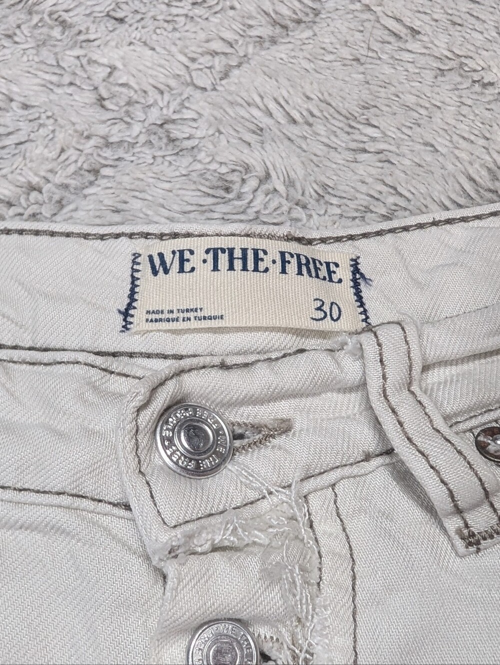 Free People Jeans Womens 30 White Cream Old West Slouchy High Rise Wide Leg - Picture 4 of 10